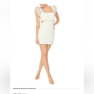 Likely White Mini Dress with Feather Details
